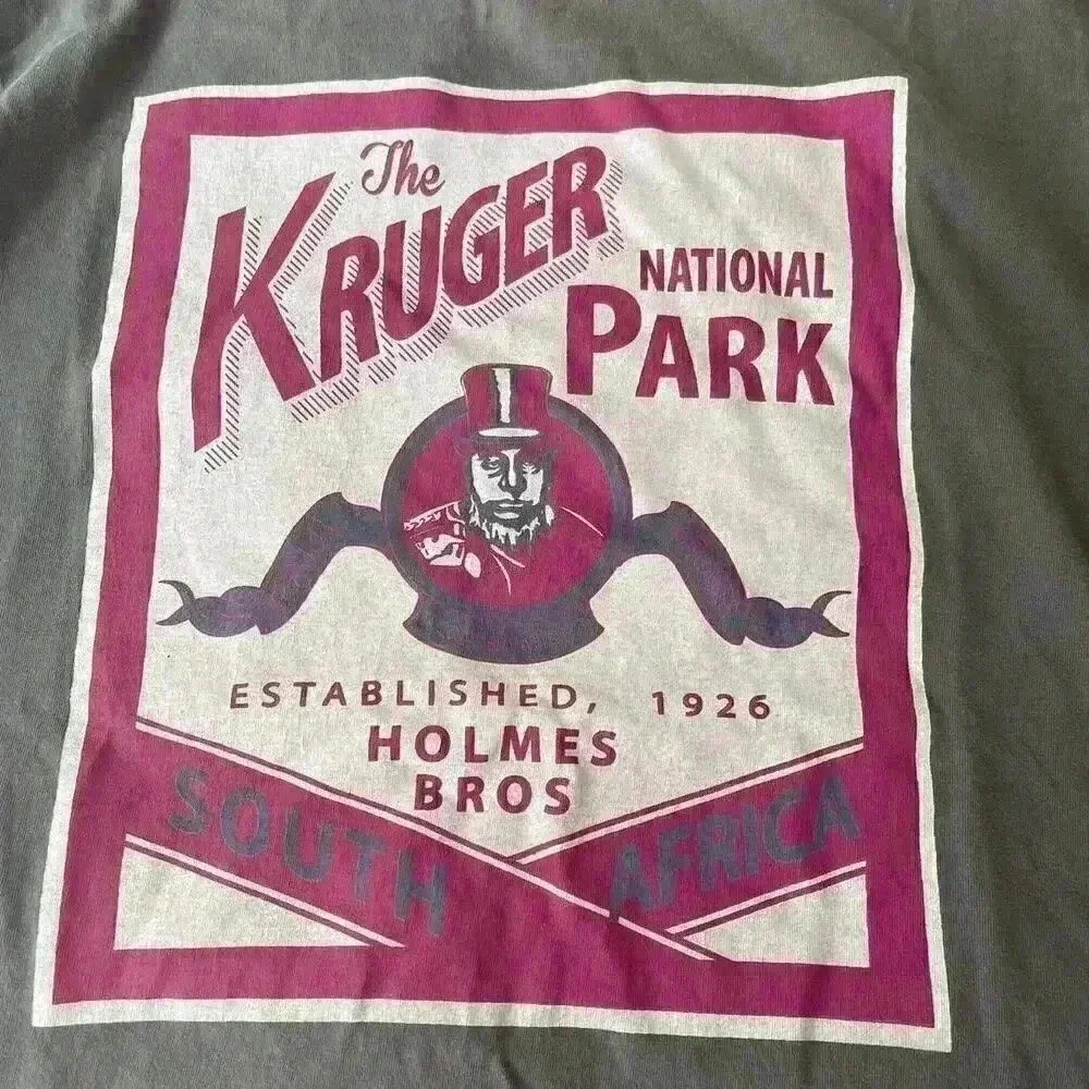 Olive green  kruger national park South Africa t-shirt Holmes Bros mens small - Picture 4 of 4
